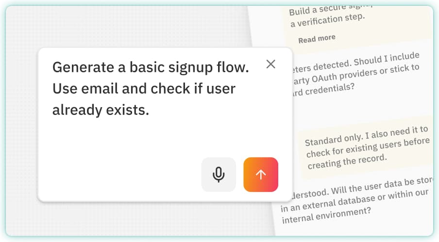 Bixlow AI generating a signup workflow from a prompt