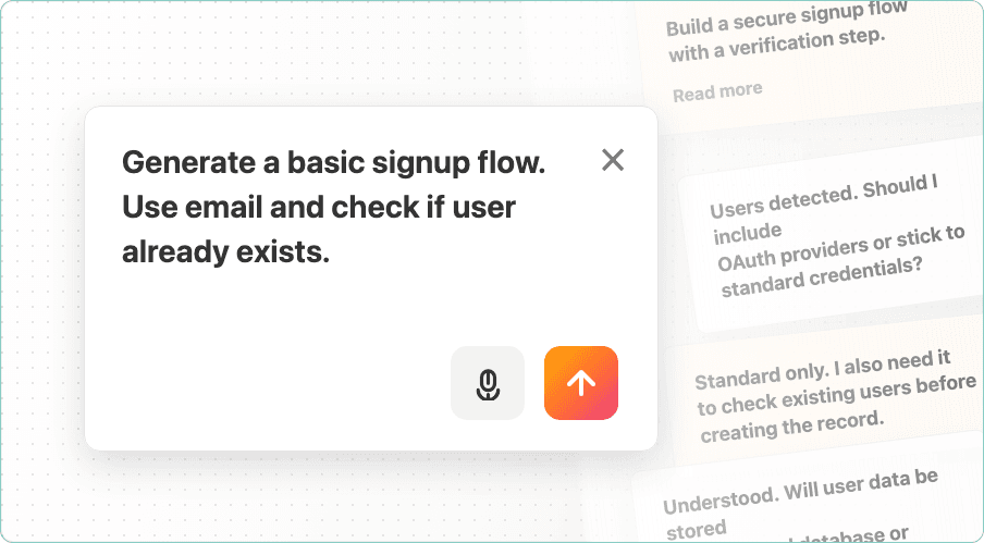 Bixlow AI generating a signup workflow from a prompt