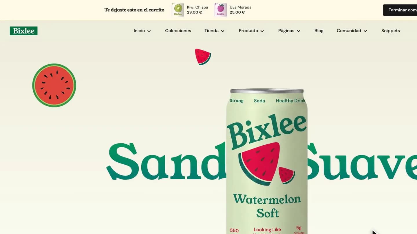 “You left this in your cart” notice with two products in the Bixlee store header